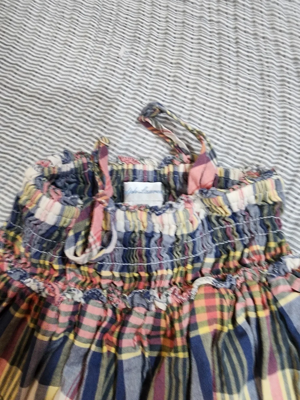 Ralph Lauren Plaid Smocked Baby Dress - Pink, Blue & Yellow 12 Months